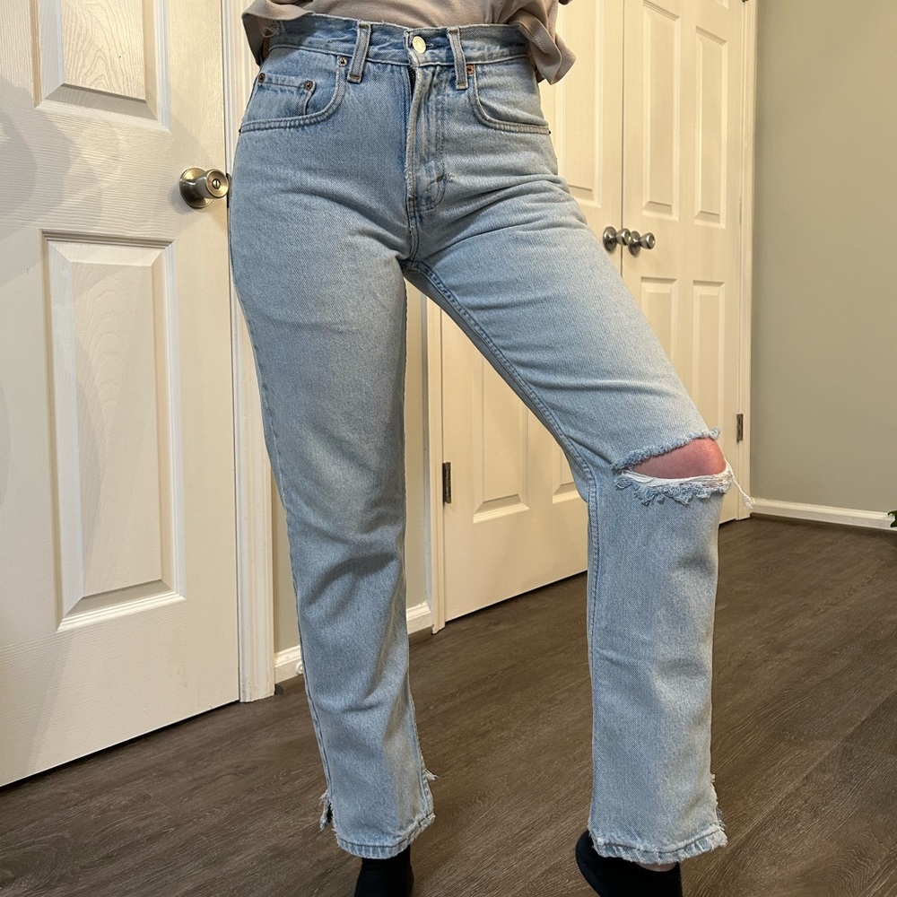 90s Vintage Gap light wash very distressed denim